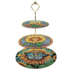Golden Blooms Wooden Tiered Tray-Special-DiamondArt.ca