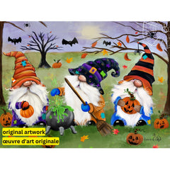 Halloween Gnomes by Karrie Evenson-30x40cm-Round-DiamondArt.ca