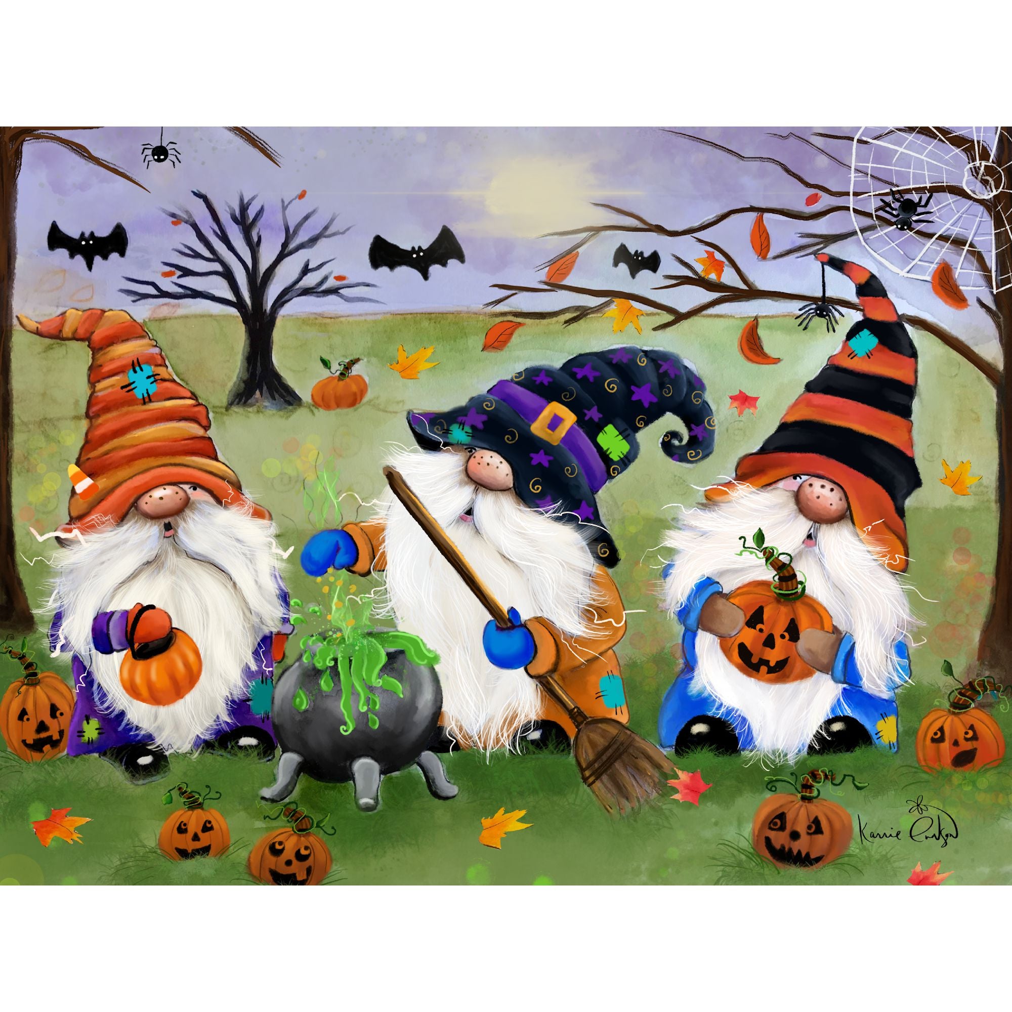 Halloween Gnomes by Karrie Evenson-30x40cm-Round-DiamondArt.ca