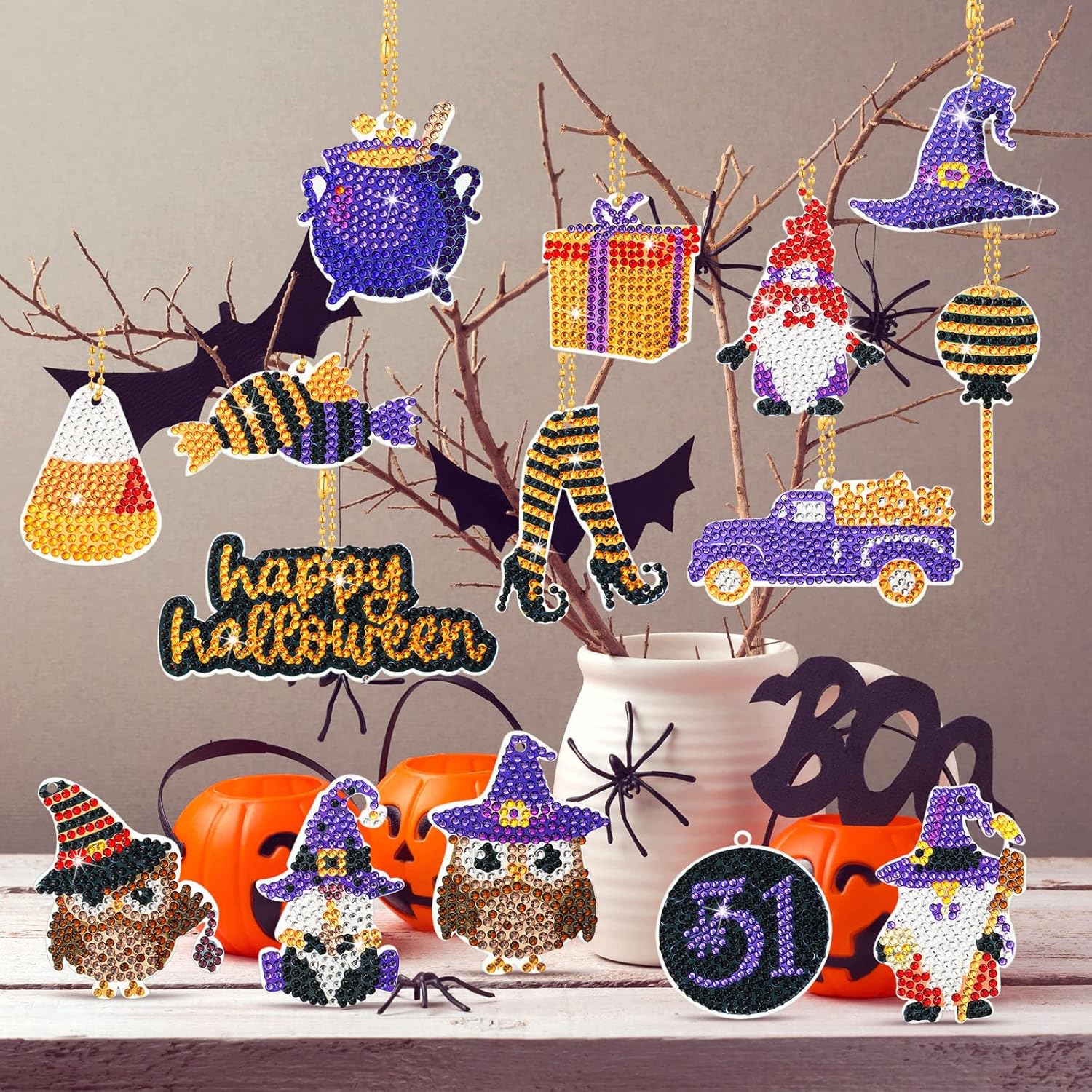 Spooktacular Halloween Key Chain Kit (15 Pieces)-Special-DiamondArt.ca