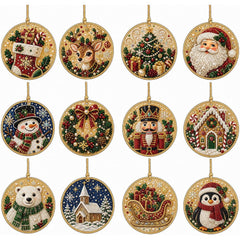 Holly Jolly Christmas Ornaments (12 Pieces)-Special-DiamondArt.ca