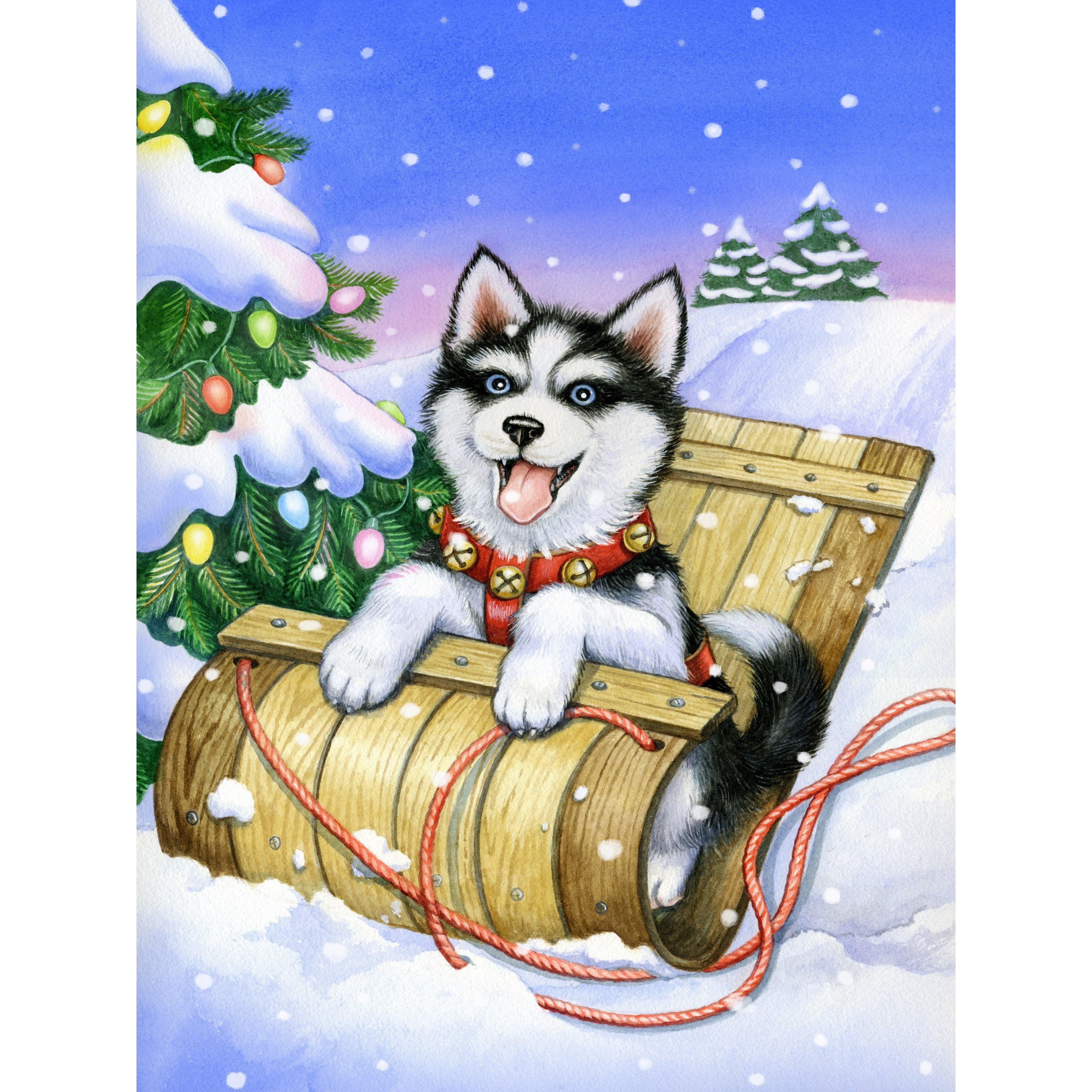 Winter Husky by Rose Mary Berlin-30x40cm-Square-DiamondArt.ca