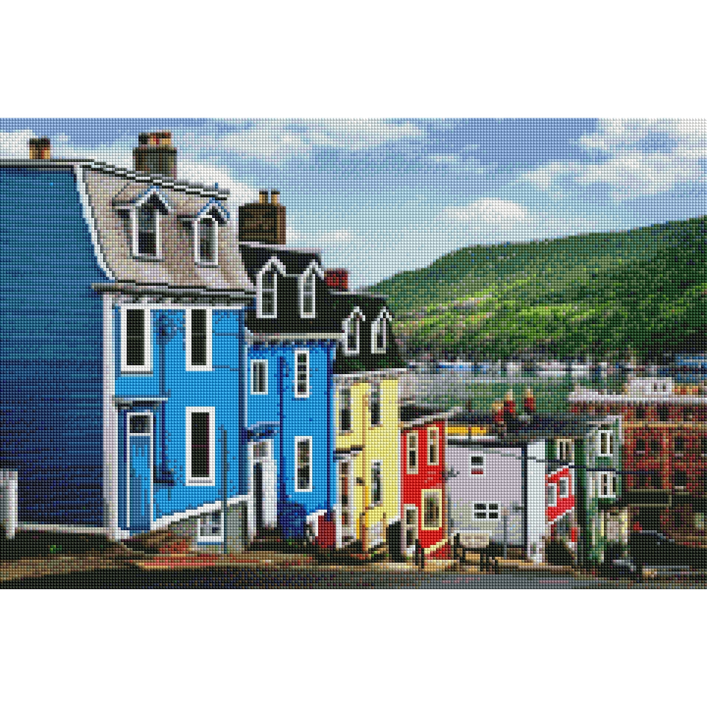 Jellybean Row Houses-40x60cm-Round-DiamondArt.ca
