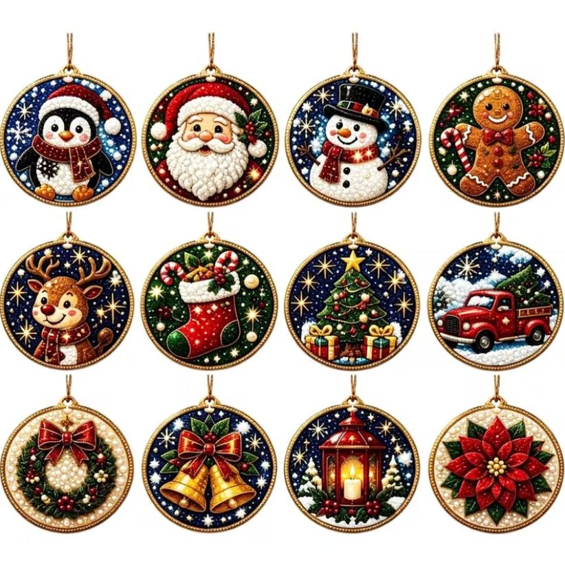 Let It Snow Christmas Ornaments (12 Pieces)-Special-DiamondArt.ca