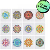 Mandala Magic Sparkle Minis 12 Canvas Kit-Square-DiamondArt.ca