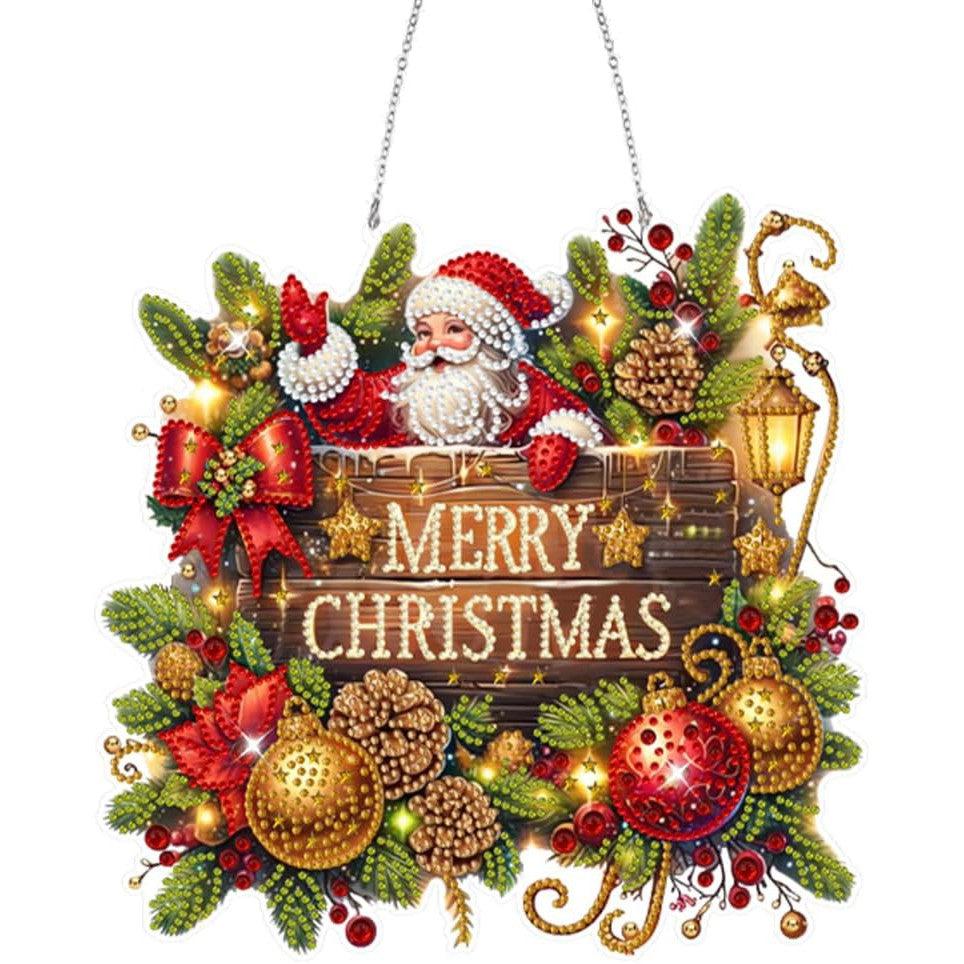 Jolly Santa Merry Christmas Wall Hanging-Special-DiamondArt.ca