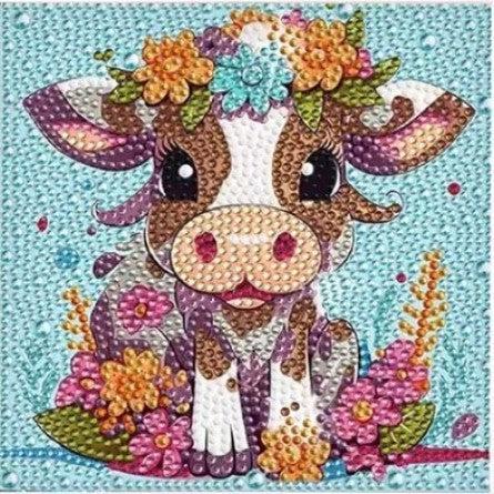 Moo-velous Blossoms Cow Kid's Kit-17x17cm-Special-DiamondArt.ca