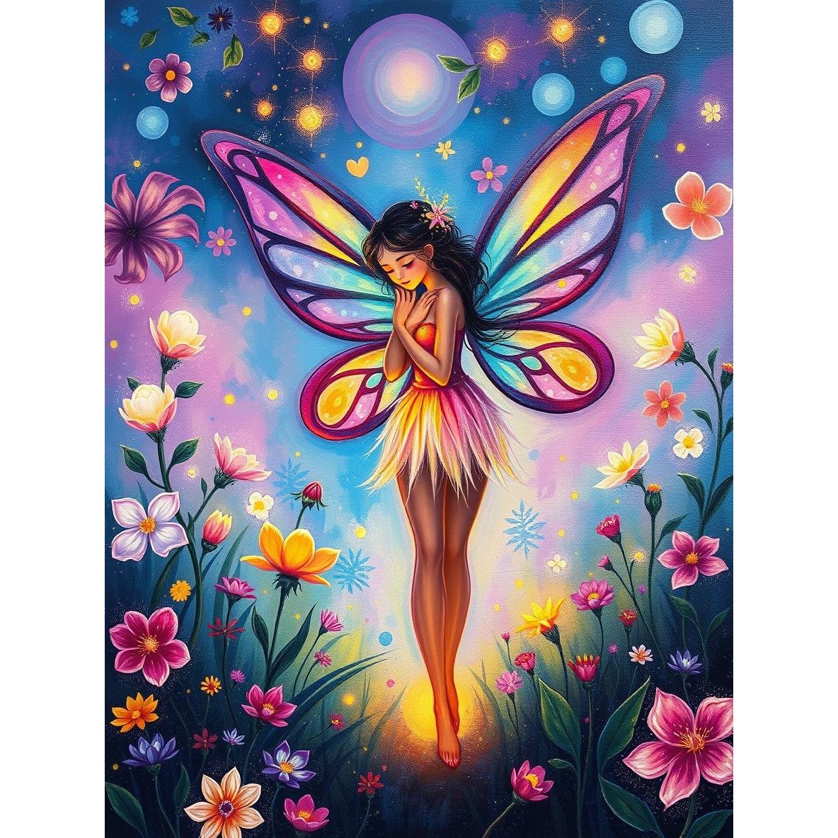 Pixie Canvas - Moonlit Garden Fairy by Sophie Patrick-30x40cm-Square-DiamondArt.ca