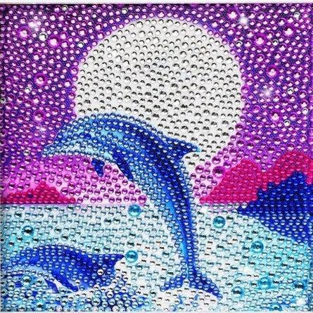 Moonlit Dolphins Kid's Kit-17x17cm-Special-DiamondArt.ca
