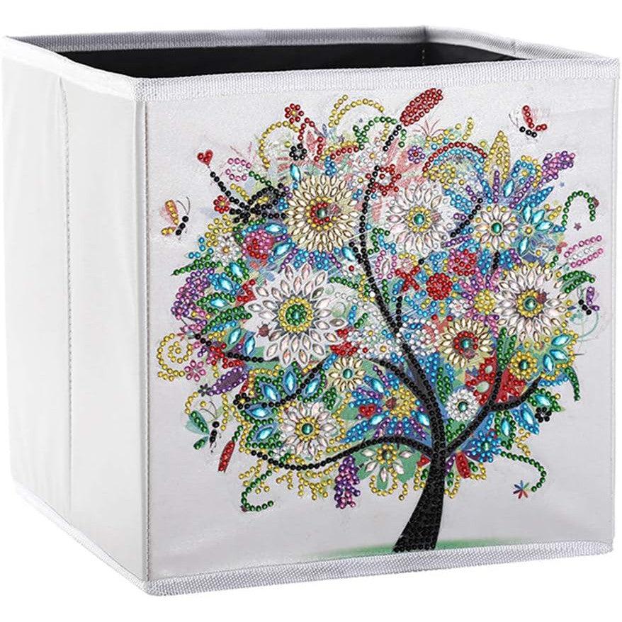 Floral Tree Storage Bin-Blue-DiamondArt.ca