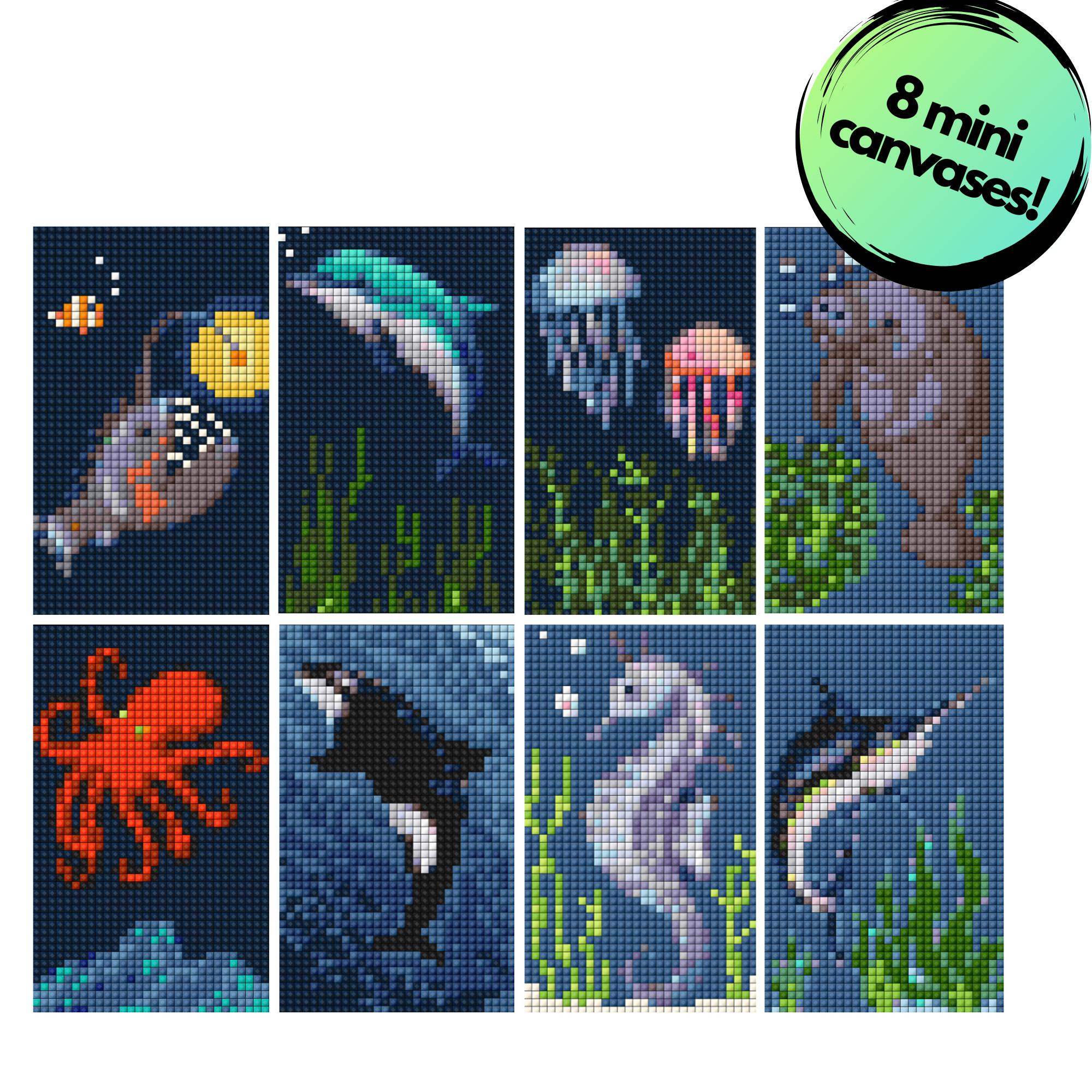 Ocean Wonders Sparkle Minis 8 Canvas Kit-Square-DiamondArt.ca