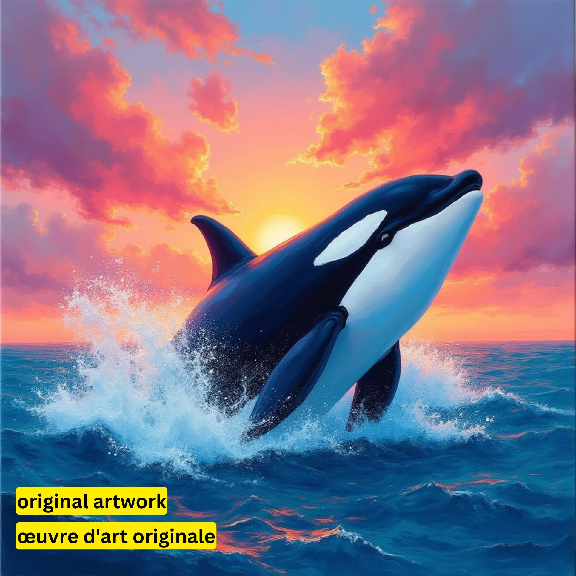 Orca Twilight by Hannah Green-30x30cm-Round-DiamondArt.ca