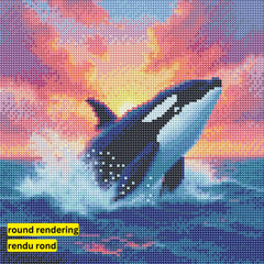 Orca Twilight by Hannah Green-30x30cm-Round-DiamondArt.ca