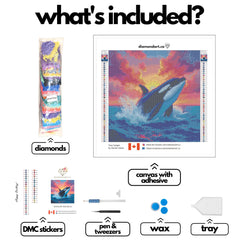 Orca Twilight by Hannah Green-30x30cm-Round-DiamondArt.ca