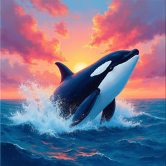 Orca Twilight by Hannah Green-30x30cm-Round-DiamondArt.ca