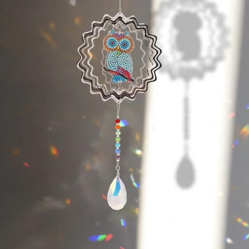 Owl Spinner Suncatcher-Owl Spinner-DiamondArt.ca