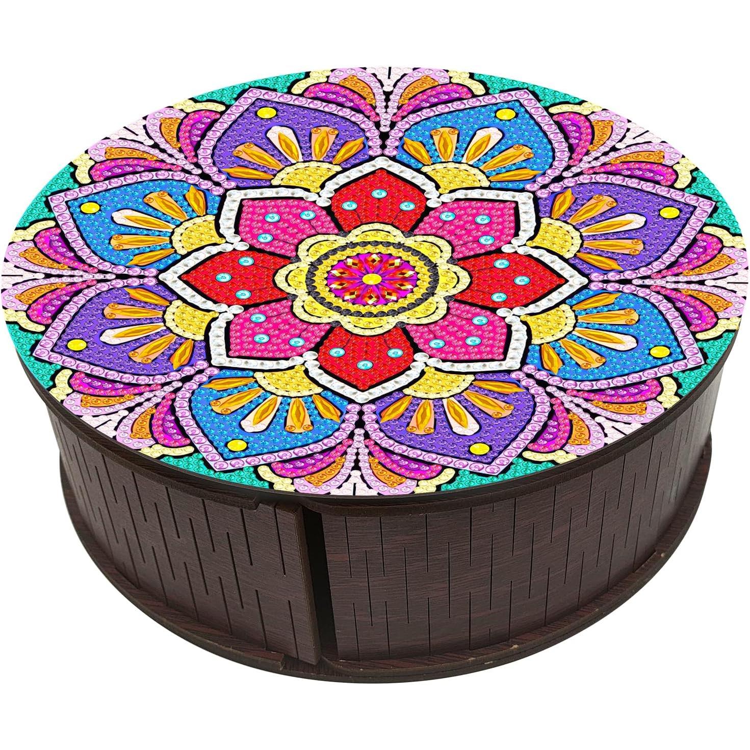 Pink Harmony Mandala Faux Wood Box-Special-DiamondArt.ca