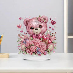 Pink Teddy Bear Tabletop Decoration-Pink Teddy Bear-DiamondArt.ca