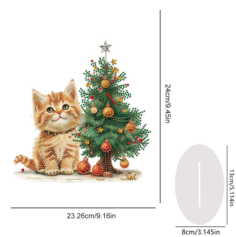 Purrfect Kitty Christmas Tree Tabletop Decoration-Special-DiamondArt.ca