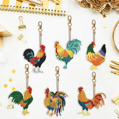 Radiant Roosters Key Chain Kit-Special-DiamondArt.ca