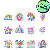 Rainbow Whimsy Sparkle Minis 12 Canvas Kit-Square-DiamondArt.ca
