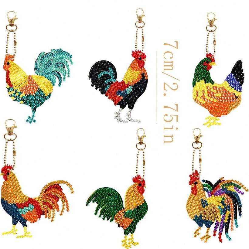 Radiant Roosters Key Chain Kit-Special-DiamondArt.ca