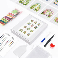 Secret Garden Windows Sparkle Minis 12 Canvas Kit-Square-DiamondArt.ca