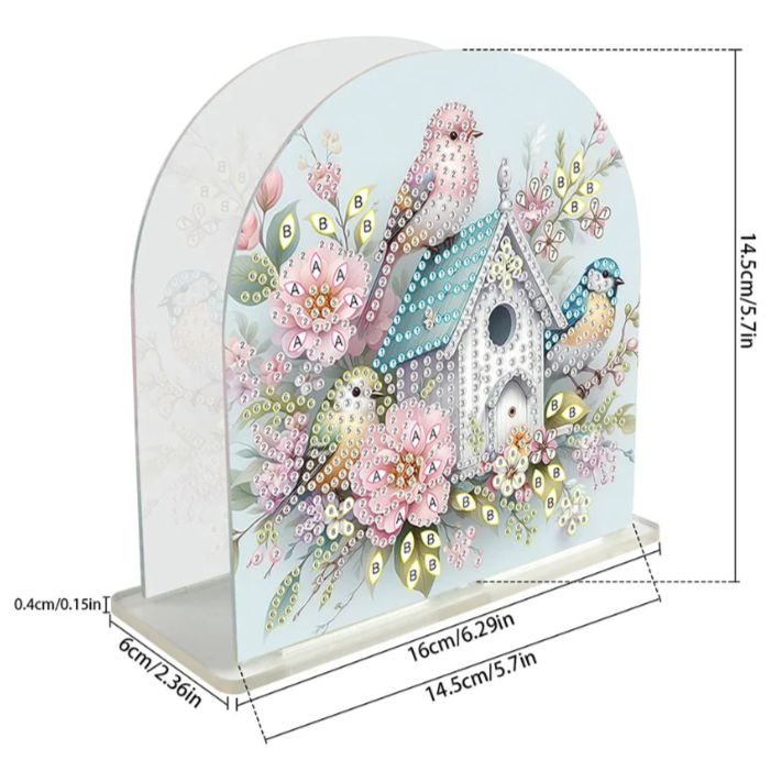 Shabby Chic Birdhouse Napkin Holder-Special-DiamondArt.ca