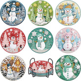 Shimmering Snowmen Coaster Set (8 pieces)-Special-DiamondArt.ca