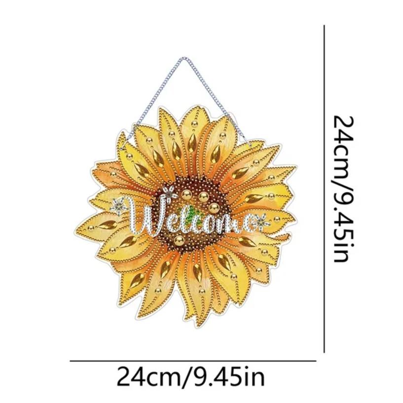 Shimmering Sunflower Welcome Wall Hanging-Special-DiamondArt.ca