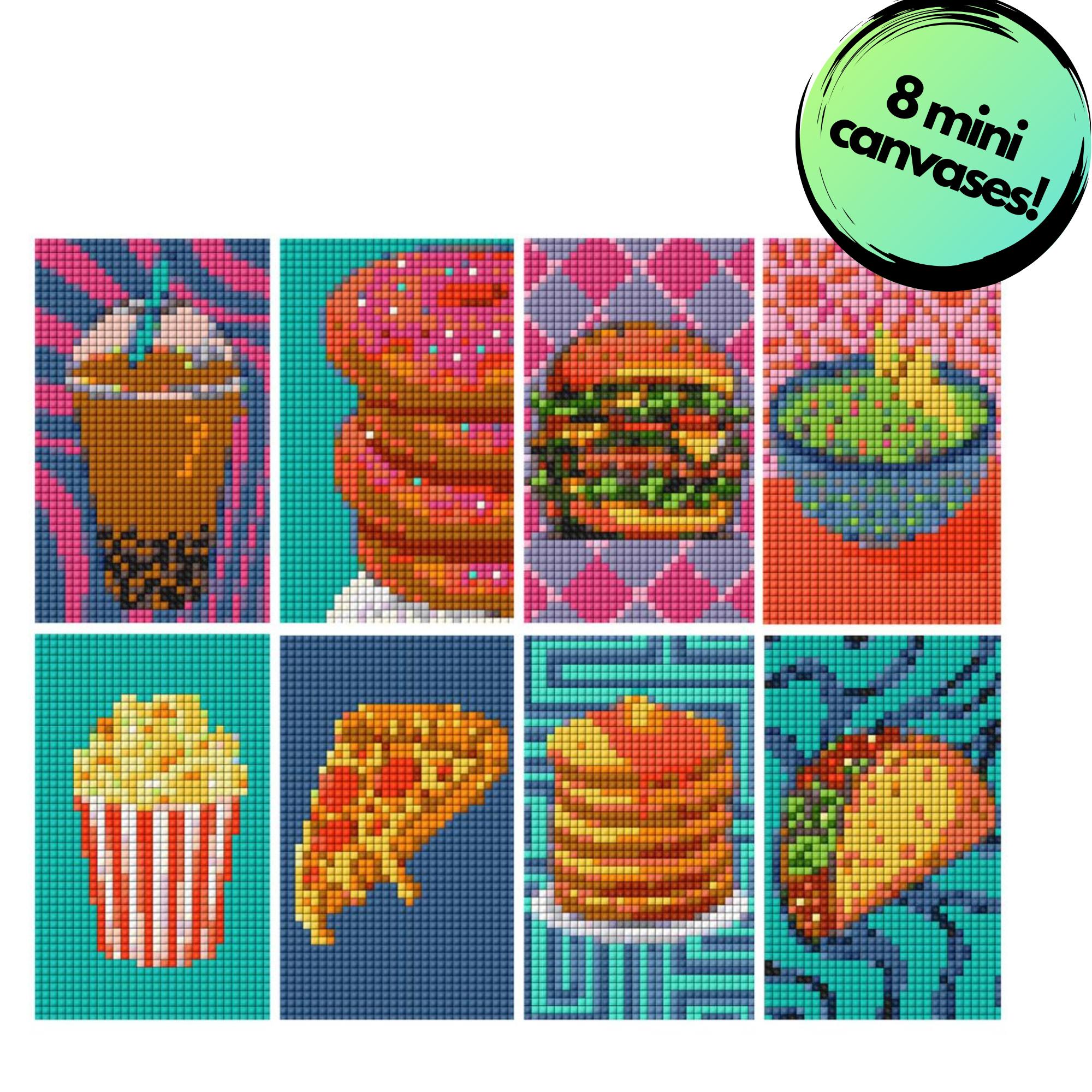 Snack Attack Sparkle Minis 8 Canvas Kit-Square-DiamondArt.ca
