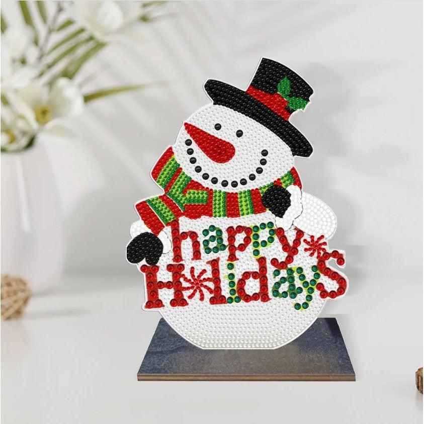 Snowman Wooden Tabletop Decoration-Snowman-DiamondArt.ca