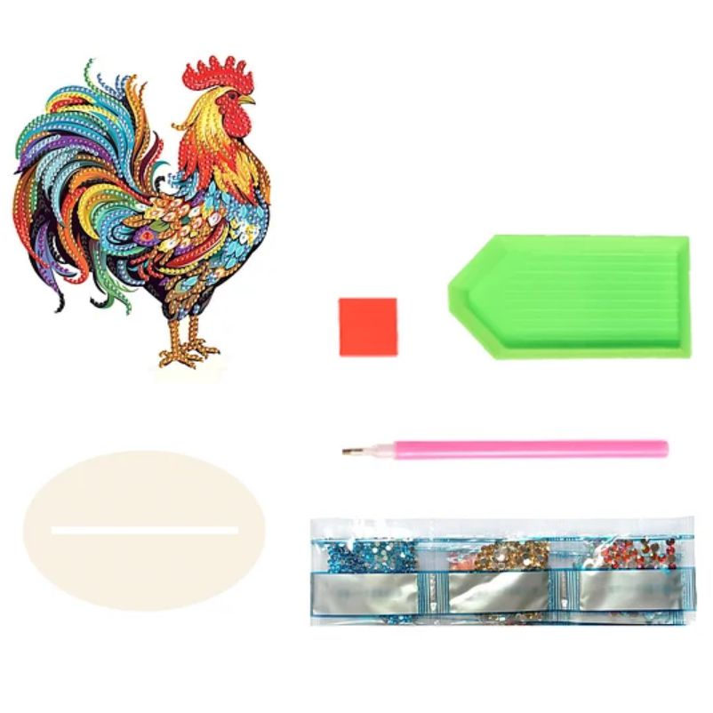 Sunrise Rooster Wooden Tabletop Decoration-Special-DiamondArt.ca