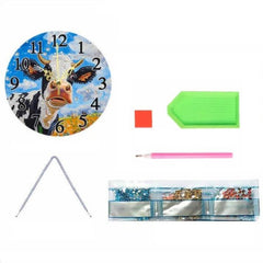 Sparkle Moo Cow Wooden Clock-Special-DiamondArt.ca