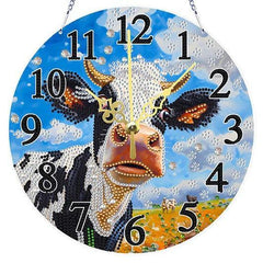 Sparkle Moo Cow Wooden Clock-Special-DiamondArt.ca