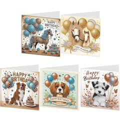 Sparkle Paws & Majestic Manes Birthday Cards (5 Pack)-Special-DiamondArt.ca