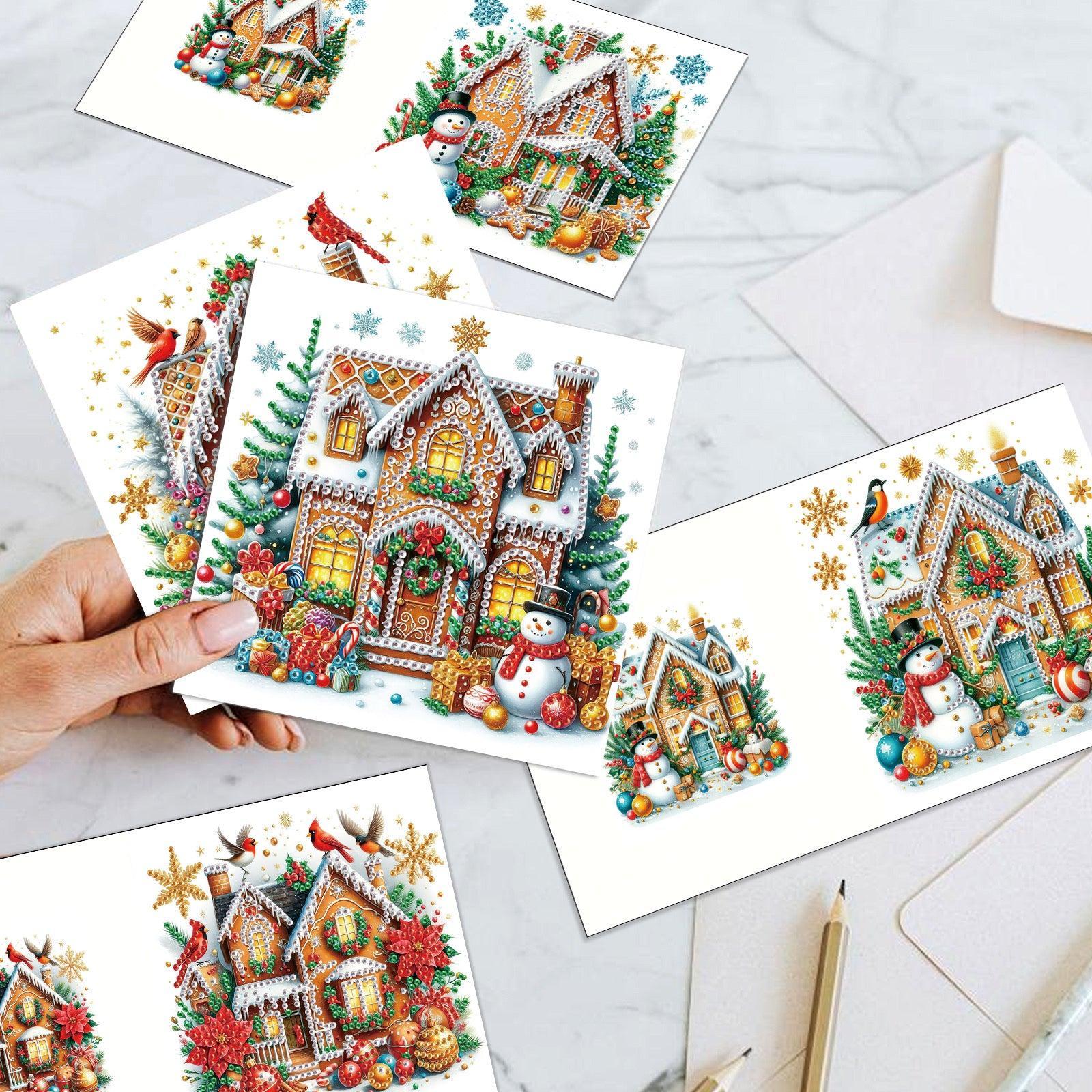 Sparkling Holiday Houses Christmas Card Set (6 Pack)-Special-DiamondArt.ca