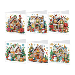 Sparkling Holiday Houses Christmas Card Set (6 Pack)-Special-DiamondArt.ca