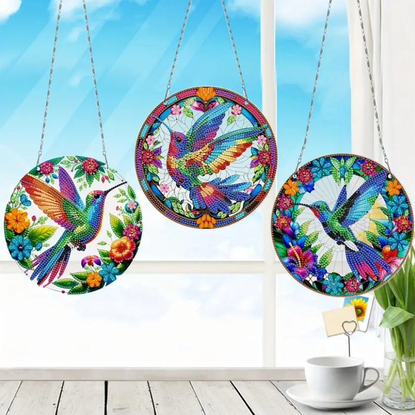 Sparkling Hummingbird Harmony Wall Hanging Set (3 Pieces)-Special-DiamondArt.ca