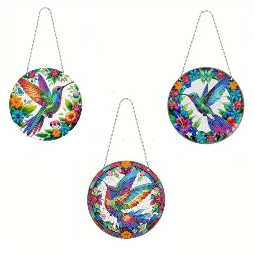 Sparkling Hummingbird Harmony Wall Hanging Set (3 Pieces)-Special-DiamondArt.ca