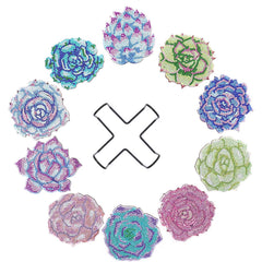 Sparkling Succulents Coaster Set (10 pieces)-Special-DiamondArt.ca