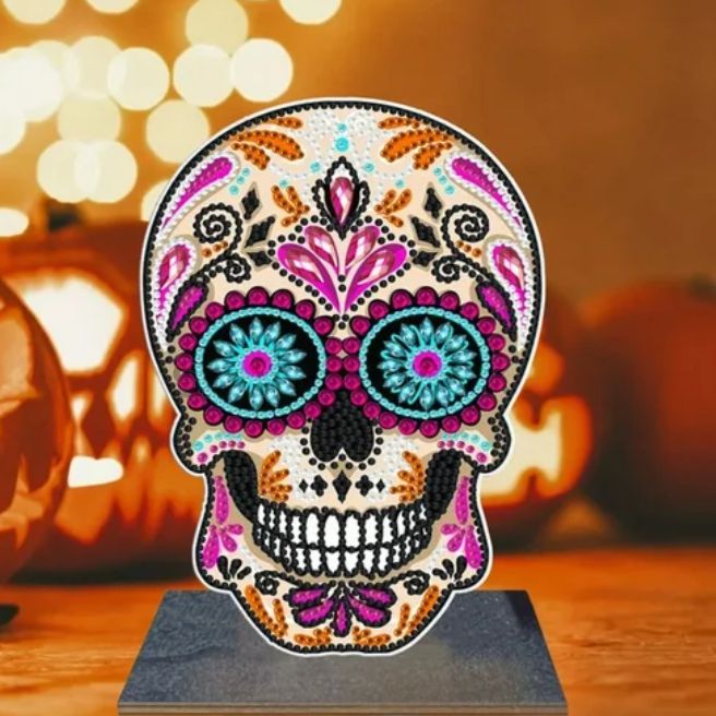 Sugar Skull Wooden Tabletop Decoration-Special-DiamondArt.ca
