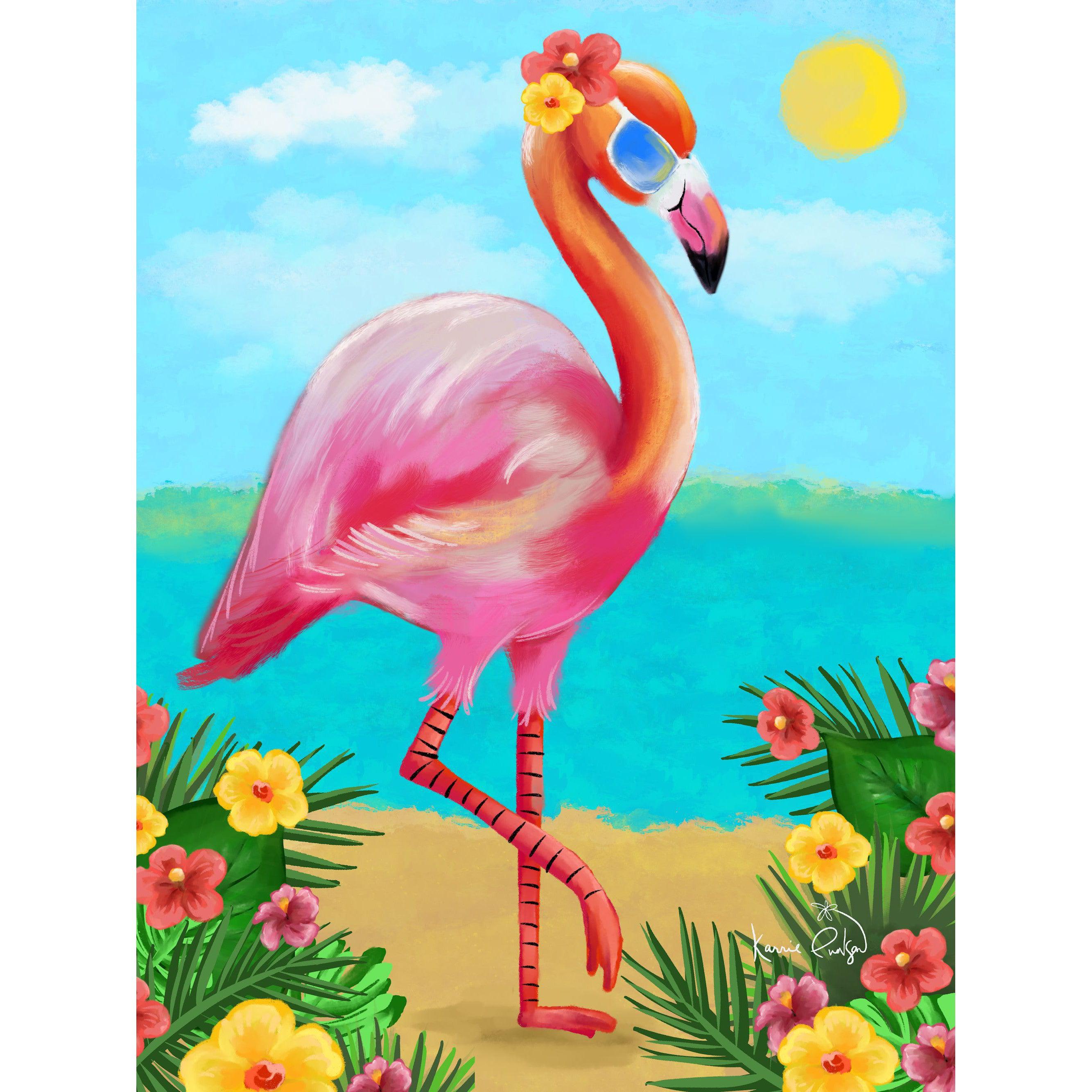Summer Vibes Flamingo by Karrie Evenson-30x40cm-Round-DiamondArt.ca