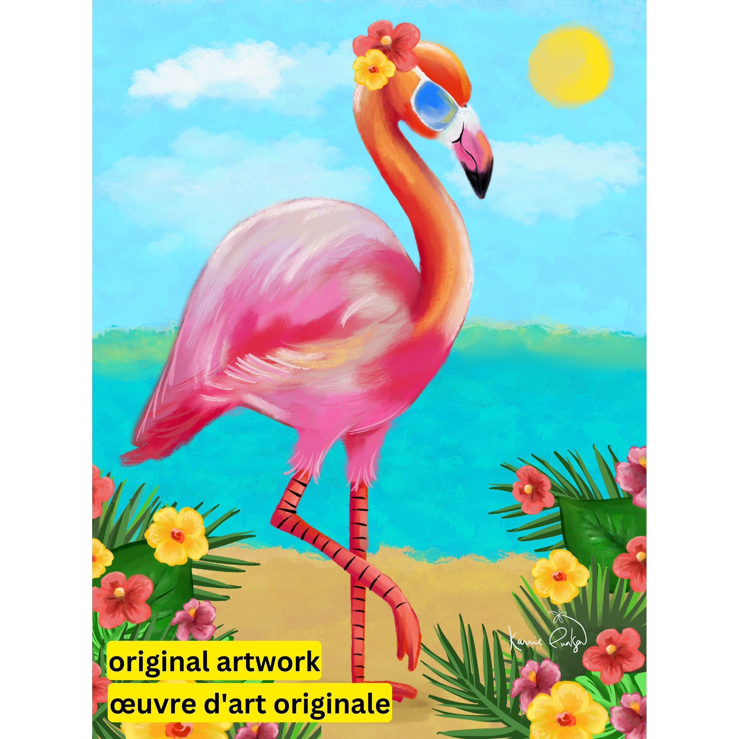Summer Vibes Flamingo by Karrie Evenson-30x40cm-Round-DiamondArt.ca