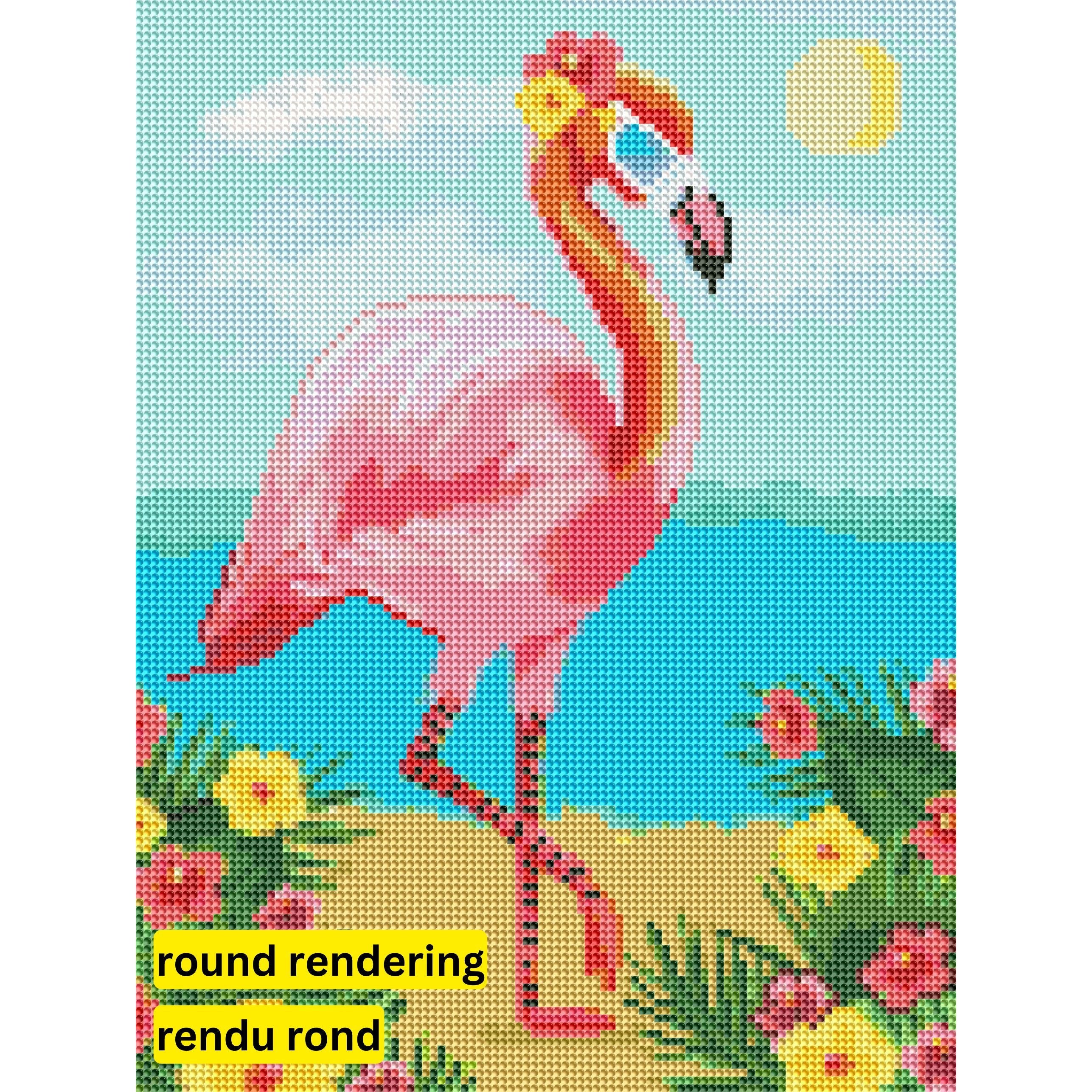 Summer Vibes Flamingo by Karrie Evenson-30x40cm-Round-DiamondArt.ca