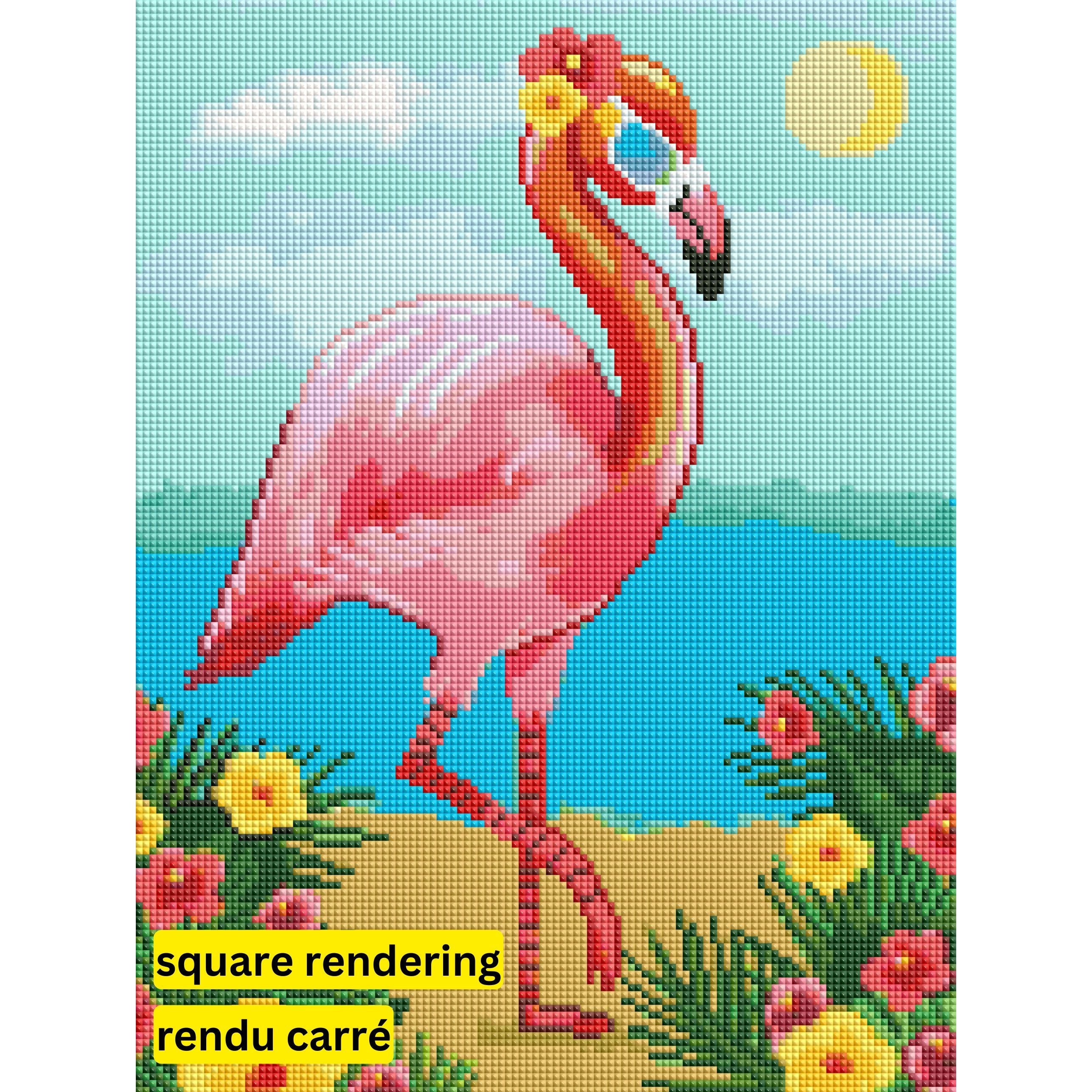 Summer Vibes Flamingo by Karrie Evenson-30x40cm-Round-DiamondArt.ca