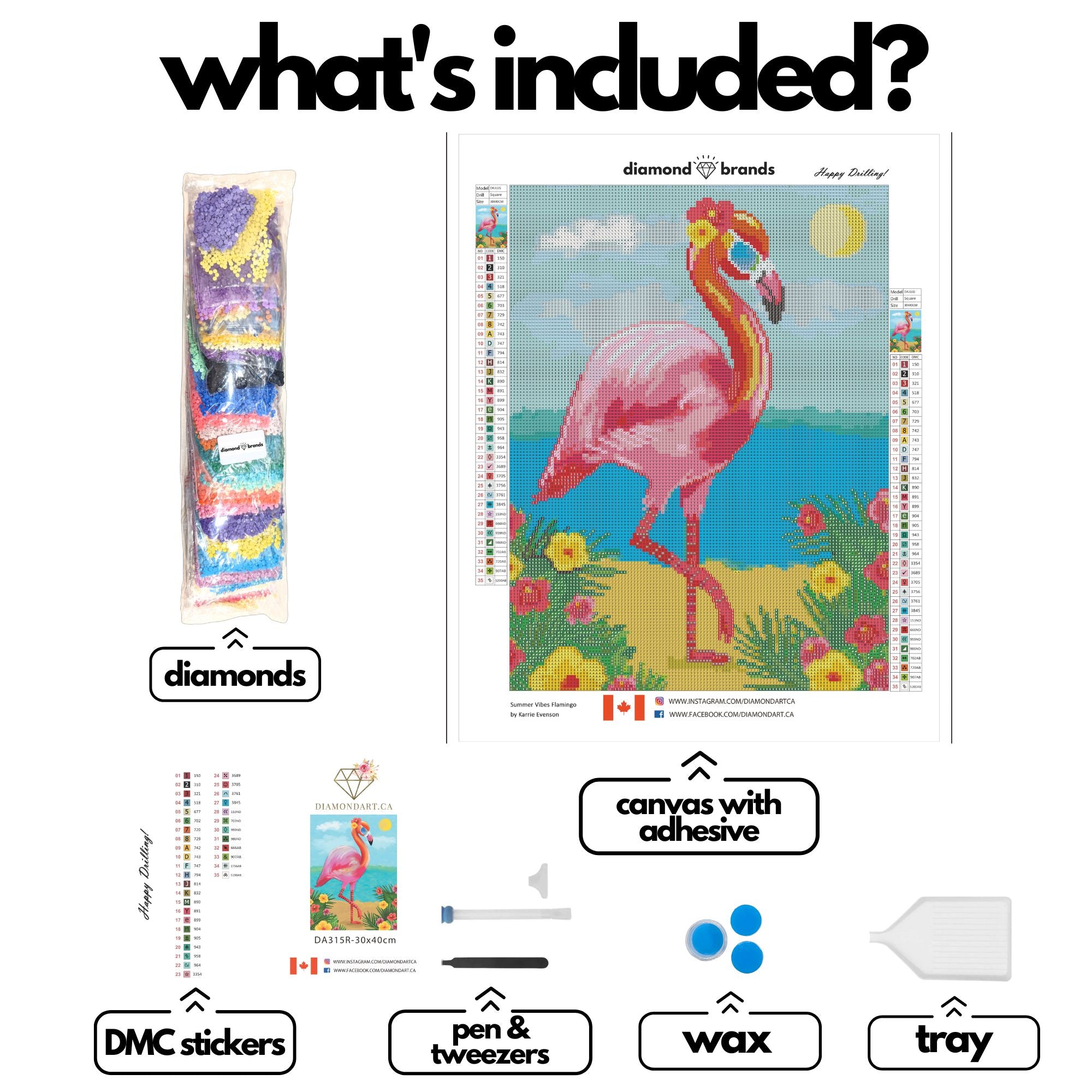 Summer Vibes Flamingo by Karrie Evenson-30x40cm-Round-DiamondArt.ca