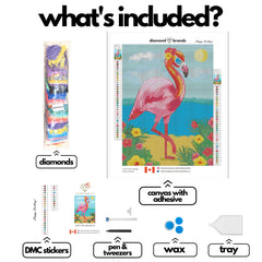 Summer Vibes Flamingo by Karrie Evenson-30x40cm-Round-DiamondArt.ca