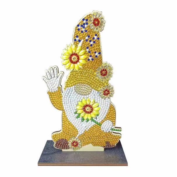 Sunflower Gnome Wooden Tabletop Decoration-Special-DiamondArt.ca