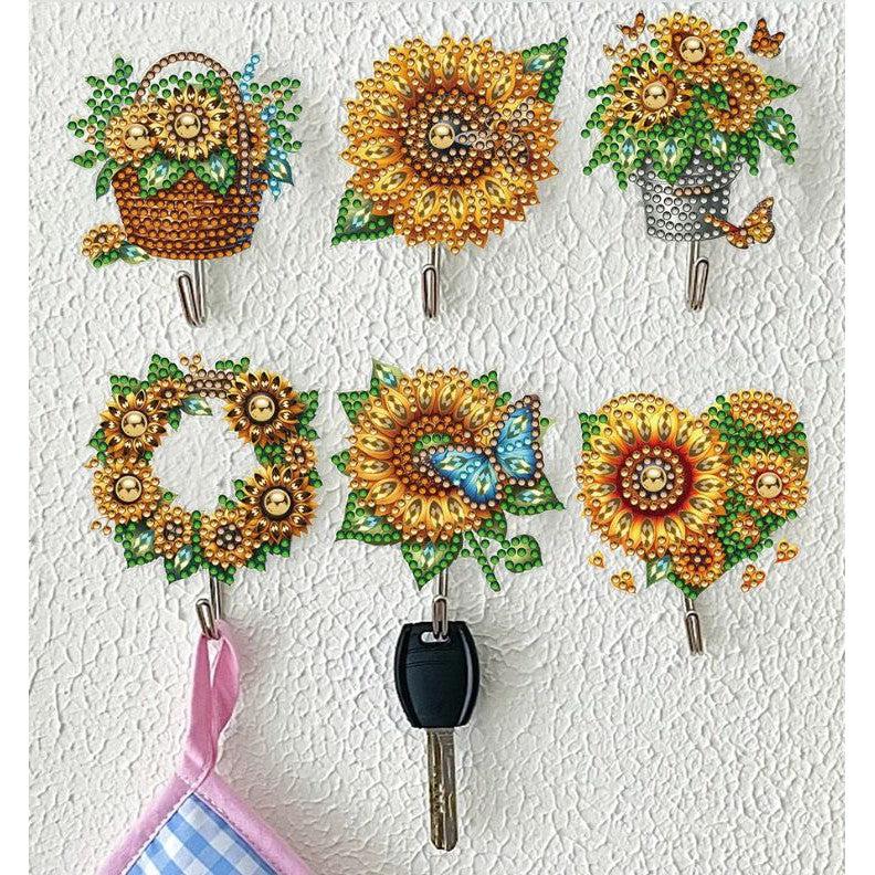 Sunflower Wall Hooks-Special-DiamondArt.ca